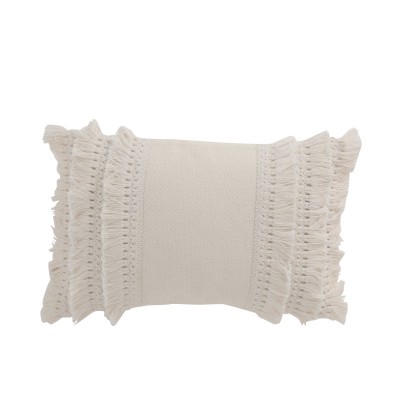 Poduszka biała z frędzlami 45/30