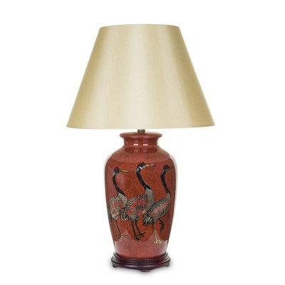 Lampa z kloszem motyw ptaki  kolor ceglany