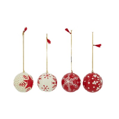 Bombka paper mache 7cm czer/biał 105410