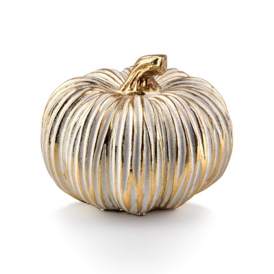 Dynia dekoracyjna biało-złota spłaszczona 