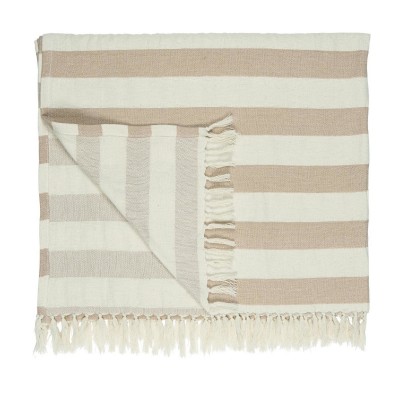 Ręcznik Hammam z frędzlami w spalone paski róży