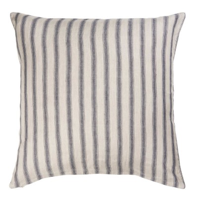 Poszewka na poduszkę w kolorze naturalnym z szarymi paskami